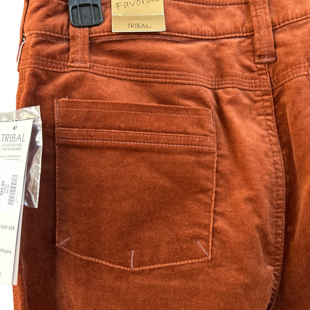 Tribal Women’s Burnt Orange/ Rust Fine Stretch Crushed Velvet Pants. Size 6. NWT - Picture 5 of 7
